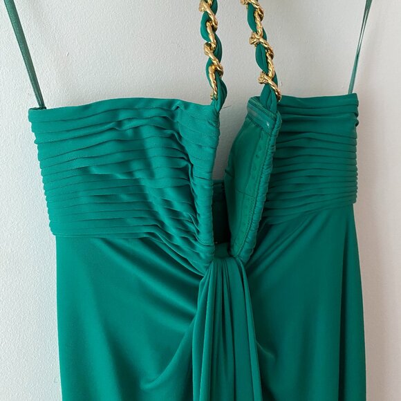 BCBGMAXAZRIA Sophira Green Halter Gown Size XS - Picture 5 of 11